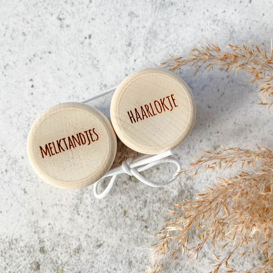 Melktandjes | eerste haarlokje bewaardoosje (set)