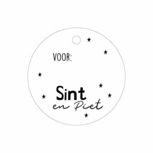 Cadeaulabel 60 mm | Voor:... Sint en Piet (5 stuks)