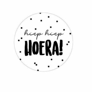 Sticker rond 40 mm (5 stuks) | Hiep hiep hoera!
