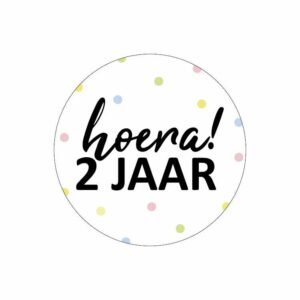 Sticker 40 mm (5 stuks) | Hoera! 2 jaar