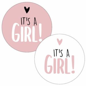 Sticker rond 40 mm (4 stuks) | It's a girl!
