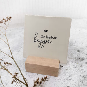 De leafste beppe - wit - tegel met gravering