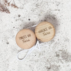 Houten tanden- & haarlokdoosje - met naam