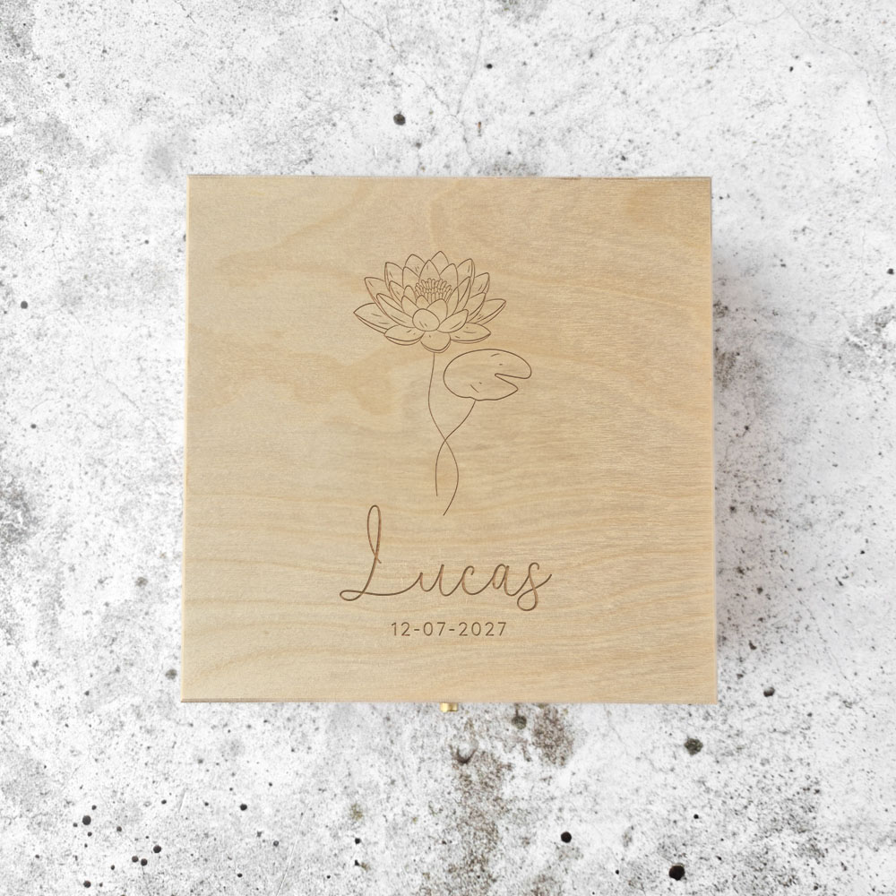 Bewaarkistje - geboortebloem met naam | personaliseerbaar - Afbeelding 8