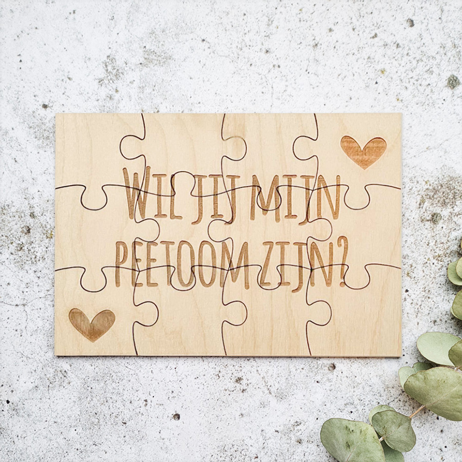 Wil je mijn peetoom zijn? - Houten puzzel